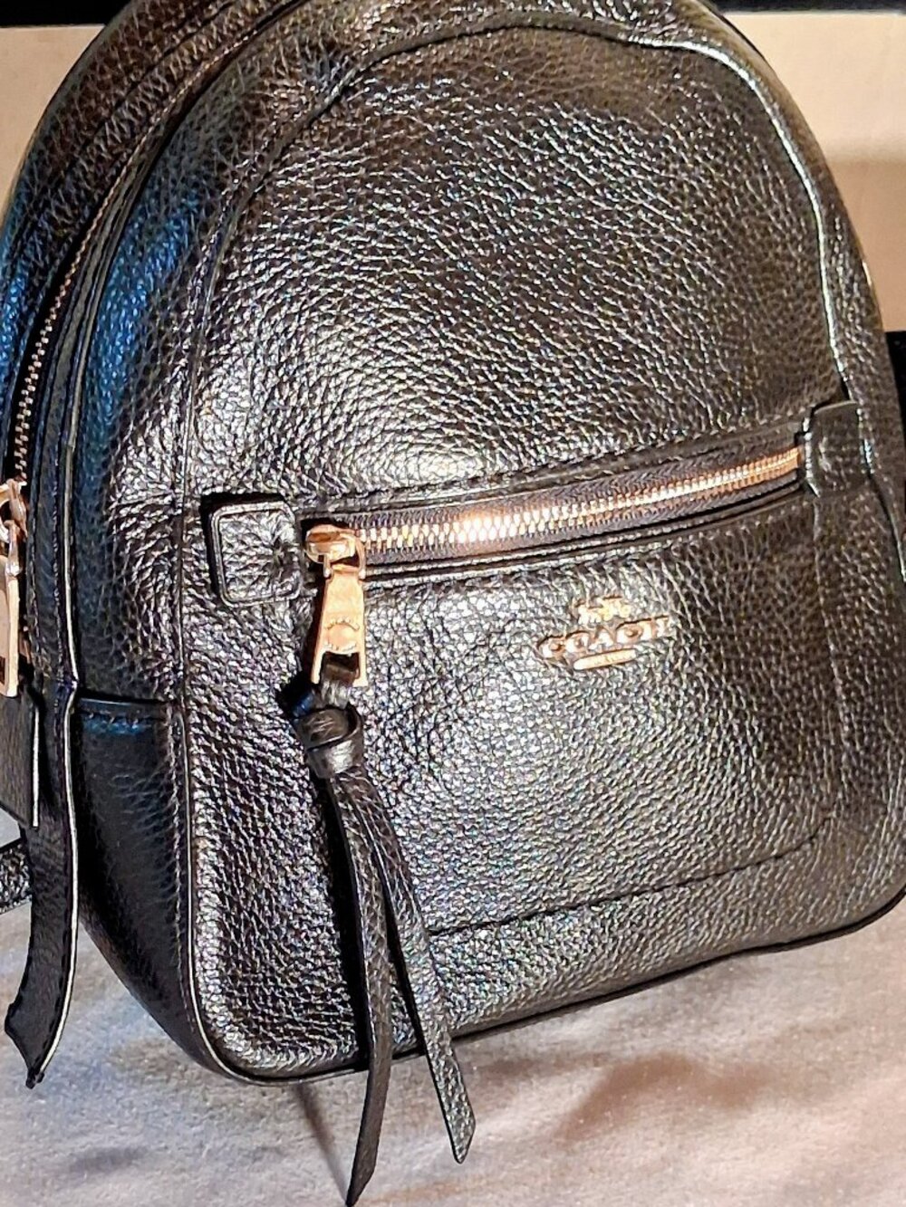 Coach F30530 Andi Backpack - Black/Light Gold 3.5X9.25X7.5
